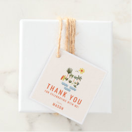 サマーサーフバースデーパーティーありがとうメッセージカード フェイバータグ