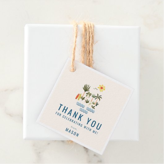 サマーサーフバースデーパーティーありがとうメッセージカード フェイバータグ (インサイチュ)