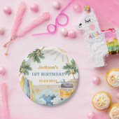 サマーサーフバースデーパーティーメッセージカード ペーパープレート (パーティー)