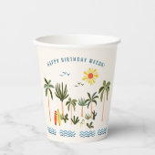 サマーサーフバースデーパーティー紙カップ 紙コップ (正面)