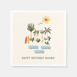 サマーサーフバースデーパーティー スタンダードカクテルナプキン