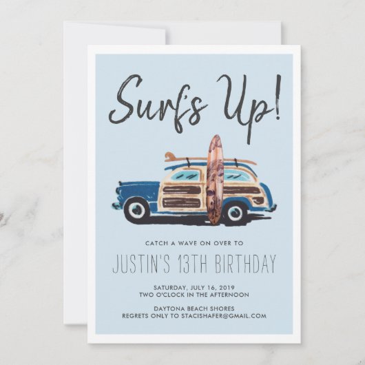 サマーサーフパーティー | ヴィンテージカー招待状 招待状 (正面)