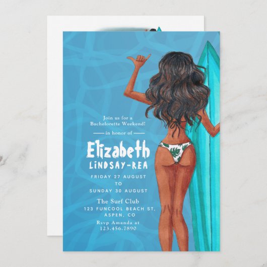 サマーサーフビーチバケーションバチェロレッテウィークエンドイン 招待状 (正面/裏面)
