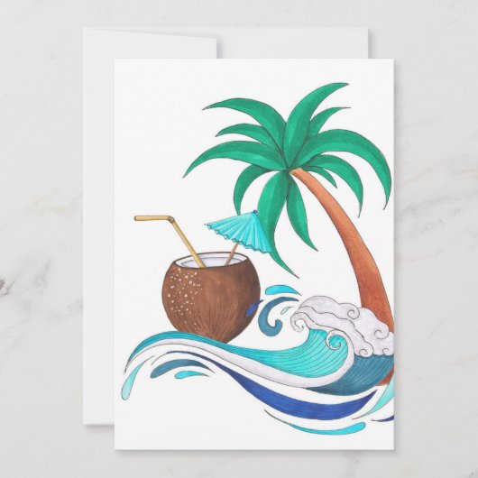 サマーサーフビーチバケーションバースデーパーティー 招待状 (正面)