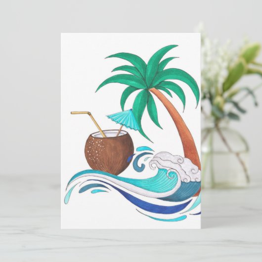 サマーサーフビーチバケーションバースデーパーティー 招待状 (スタンド正面)