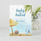 サマーサーフビーチベビーオンボードベビーシャワー 招待状 (スタンド正面)