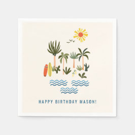 サマーサーフ誕生日パーティー ナプキン スタンダードカクテルナプキン