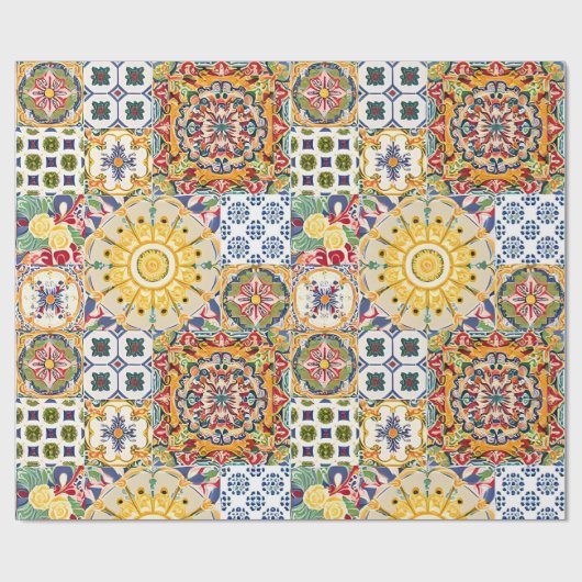 サマーシチリアのシトラス地中海のブルーイエロー ラッピングペーパー (フラット)