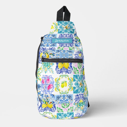 サマーシチリアの柑橘類アズ地中海のレジョプリン スリングバッグ (正面)