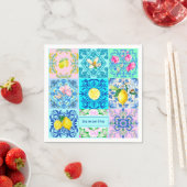 サマーシチリアターコイズカラフルアズレジョアマルフィ スタンダードカクテルナプキン (インサイチュ)