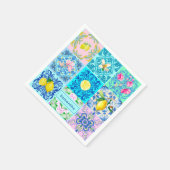 サマーシチリアターコイズカラフルアズレジョアマルフィ スタンダードカクテルナプキン (角)