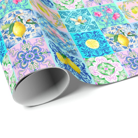 サマーシチリアターコイズカラフルアズレジョアマルフィ ラッピングペーパー (ロールコーナー)