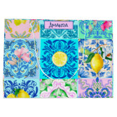 サマーシチリアターコイズカラフルアズレジョアマルフィ ラージペーパーバッグ (裏面)