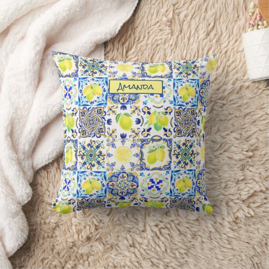 サマーシチリア柑橘類マジ地中海のリカ クッション (ブランケット)