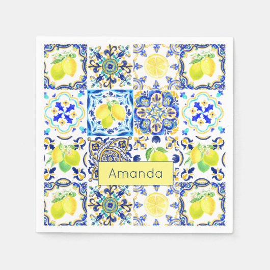 サマーシチリア柑橘類マジ地中海のリカ スタンダードカクテルナプキン (正面)