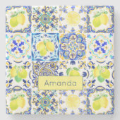 サマーシチリア柑橘類マジ地中海のリカ ストーンコースター (正面)