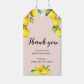 サマーシトラスのレモンピンクイエローブライダルシャワー ギフトタグ (正面)