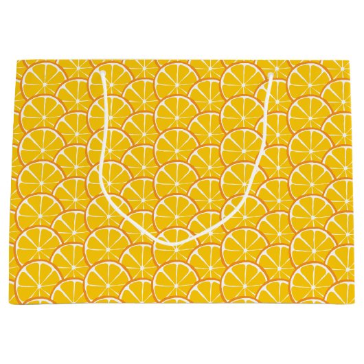 サマーシトラスオレンジスライス抱き枕 – 大 ラージペーパーバッグ (正面)