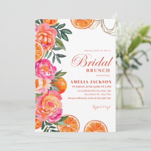 サマーシトラスカラフルフローラブライダルブランチ 招待状 (スタンド正面)