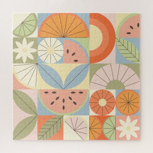 サマーシトラススイカ：抽象芸術幾何学模様 ジグソーパズル (横)