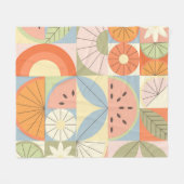 サマーシトラススイカ：抽象芸術幾何学模様 フリースブランケット (正面(横))