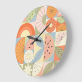 サマーシトラススイカ：抽象芸術幾何学模様 ラージ壁時計 (傾斜)