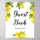 サマーシトラスレモンゲストブックサインベビーシャワー ポスター (正面)