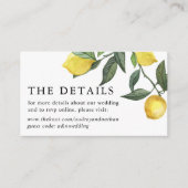 サマーシトラスレモン緑結婚のウェブサイト エンクロージャーカード (正面)