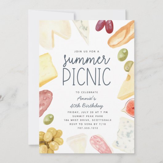 サマーシャルキュテリー任意の大事な行事ピクニック 招待状 (正面)