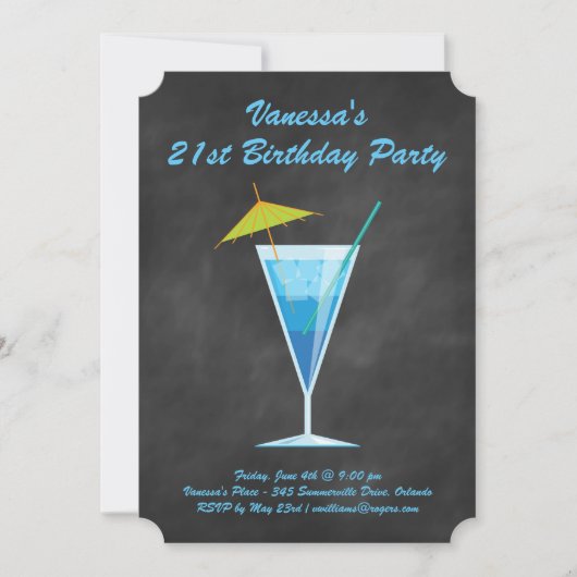 サマーシャルボード21st誕生日パーティの招待状 招待状 (正面)