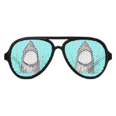 サマーシャーク手描色彩の鮮やかきティール（緑がかった色） アビエーターサングラス (正面)