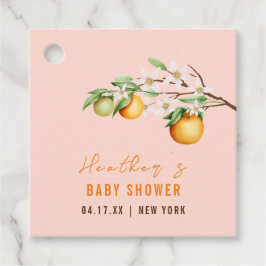 サマーシンプルオレンジ柑橘系ベビーシャワー フェイバータグ