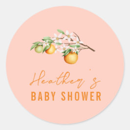 サマーシンプルオレンジ柑橘系ベビーシャワー ラウンドシール