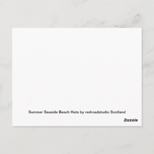サマーシーサイドビーチハッツインザサンドイラストレーション ポストカード (裏面)