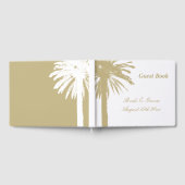 サマーシーサイドビーチ結婚式のヤシの木のロゴ ゲストブック (全面)
