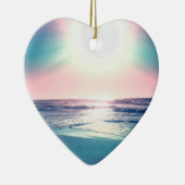 サマーシーサンセットトロピカルビーチ写真 セラミックオーナメント (右)