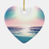 サマーシーサンセットトロピカルビーチ写真 セラミックオーナメント (裏面)