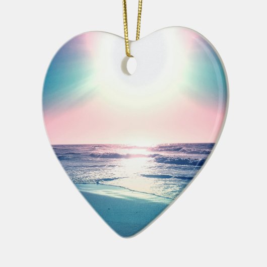 サマーシーサンセットトロピカルビーチ写真 セラミックオーナメント (左)
