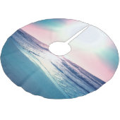 サマーシーサンセットトロピカルビーチ写真 ブラッシュドポリエステルツリースカート (アングル)