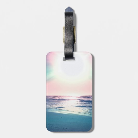 サマーシーサンセットトロピカルビーチ写真 ラゲッジタグ (裏面縦)