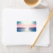 サマーシーサンセットトロピカルビーチ写真 ラベル (インサイチュ)