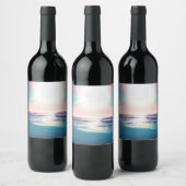 サマーシーサンセットトロピカルビーチ写真 ワインラベル (ボトル)