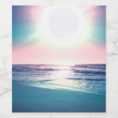 サマーシーサンセットトロピカルビーチ写真 ワインラベル (シングルラベル)