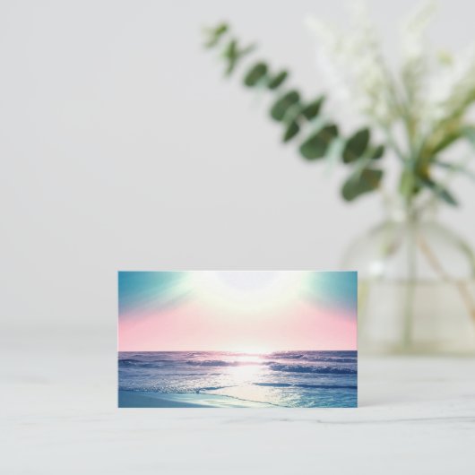 サマーシーサンセットトロピカルビーチ写真 名刺 (スタンド正面)
