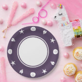 サマーシーシェルズインパープル紙プレート ペーパープレート (パーティー)