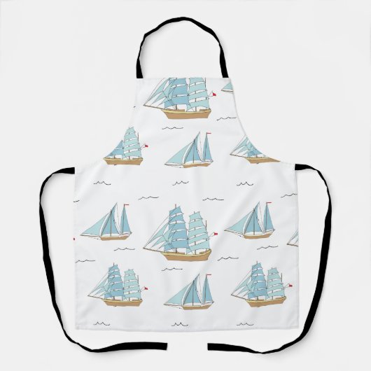 サマーシータイムセール付き可愛いヨット エプロン (正面)