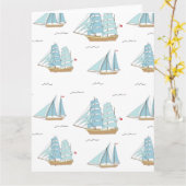 サマーシータイムセール付き可愛いヨット カード (黄色い花)