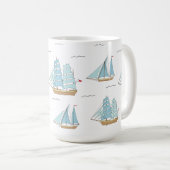 サマーシータイムセール付き可愛いヨット コーヒーマグカップ (正面右)