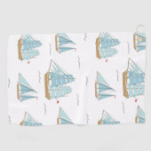 サマーシータイムセール付き可愛いヨット ゴルフタオル (横)