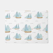 サマーシータイムセール付き可愛いヨット ドアマット (正面)